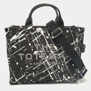 Pre Owned Marc Jacobs Black Splatter Paint Print Canvas Medium The Tote Bag