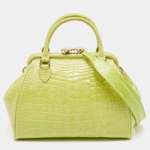 Marc Jacobs Yellow Green Alligator Mini Stam Satchel