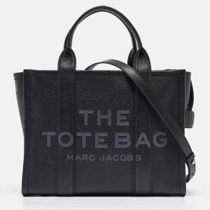Pre Owned Marc Jacobs Black Leather Medium The Tote Bag
