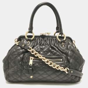 Marc Jacobs Black Quilted Leather Stam Satchel