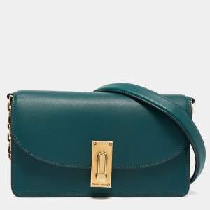 Marc Jacobs Teal Green Leather Jane Wallet On Chain