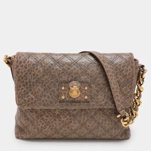 Marc Jacobs Light Brown Quilted Leather Flap Chain Shoulder Bag