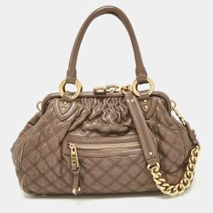 Marc Jacobs Brown Quilted Leather Stam Satchel