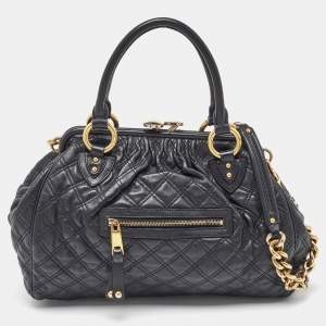 Marc Jacobs Black Quilted Leather Stam Satchel