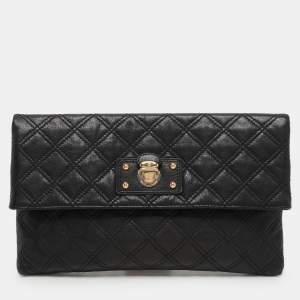 Marc Jacobs Black Quilted Leather Eugenie Clutch