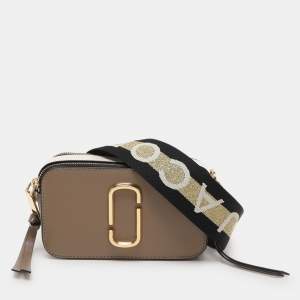 Marc Jacobs Brown/White Leather Snapshot Crossbody Bag