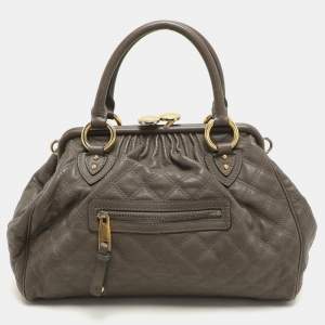 Marc Jacobs Brown Quilted Leather Stam Satchel