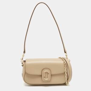 Pre Owned Marc Jacobs Beige Leather The Clover Shoulder Bag