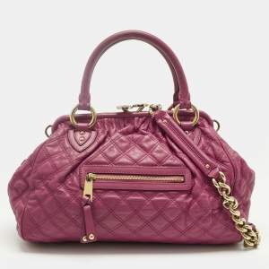 Pre Owned Marc Jacobs Magenta Quilted Leather Stam Satchel