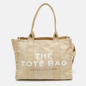 Pre Owned Marc Jacobs Beige Canvas Large The Tote Bag