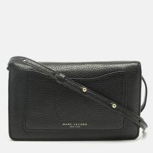 Pre Owned Marc Jacobs Black Leather Flap Crossbody Bag
