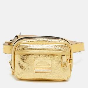 مملوكة مسبقًا Marc Jacobs Gold Crinkled Leather Sport Belt Bag