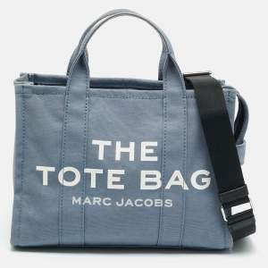 Pre Owned Marc Jacobs The Tote Light Blue Medium Canvas Bag