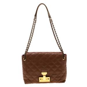 Marc Jacobs Brown Quilted Leather Large Baroque Single Shoulder Bag