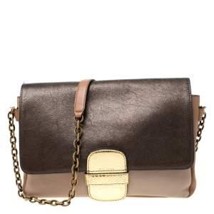 Marc Jacobs Multicolor Leather and Snakeskin Violet Flap Shoulder Bag