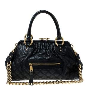 Marc Jacobs Black Quilted Leather Stam Shoulder Bag