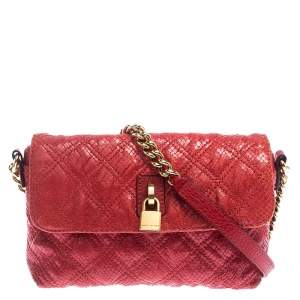 Marc Jacobs Red Quilted Leather Flap Padlock Shoulder Bag