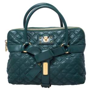 Pre Owned Marc Jacobs Dark Green Quilted Leather Bruna Belted Tote