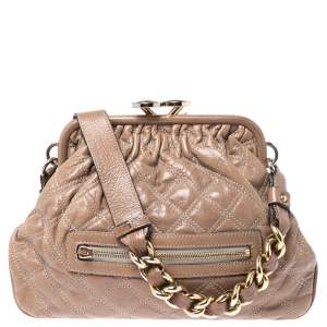 Marc Jacobs Beige Quilted Leather Little Stam Shoulder Bag