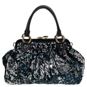 Pre Owned Marc Jacobs Blue/Black Sequin New York Rocker Stam Shoulder Bag