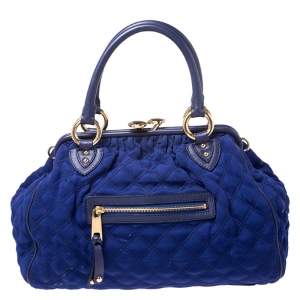 Pre Owned Marc Jacobs Blue Quilted Neoprene and Leather Stam Shoulder Bag