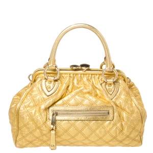Marc Jacobs Metallic Gold Leather Stam Satchel