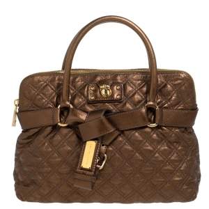 Marc Jacobs Metallic Bronze Quilted Leather Bruna Bow Satchel