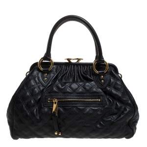 Pre Owned Marc Jacobs Black Quilted Leather Stam Shoulder Bag