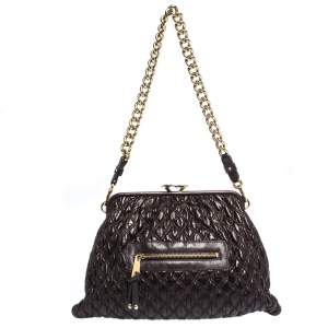 Pre Owned Marc Jacobs Burgundy Quilted Leather Stam Shoulder Bag