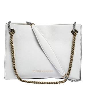 Marc Jacobs White Leather Double Link 27 Shoulder Bag