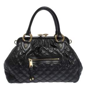Pre Owned Marc Jacobs Black Quilted Leather Stam Satchel