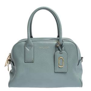 Marc Jacobs Pale Blue Leather Logo Shot Charm Boston Bag