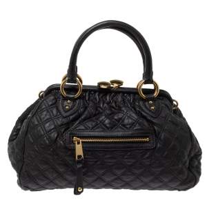 Marc Jacobs Black Quilted Leather Stam Satchel