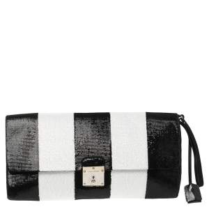 Pre Owned Marc Jacobs Black /White Sequins Isobel Wristlet Clutch