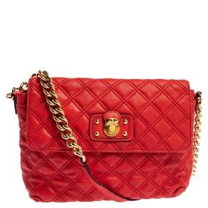 Pre Owned Marc Jacobs Red Quilted Leather Flap Shoulder Bag