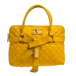 Pre Owned Marc Jacobs Mustard Quilted Leather Alina Satchel