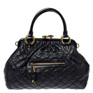 Marc Jacobs Black Quilted Leather Stam Satchel