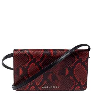 Marc Jacobs Red Python Embossed Crossbody Clutch Bag