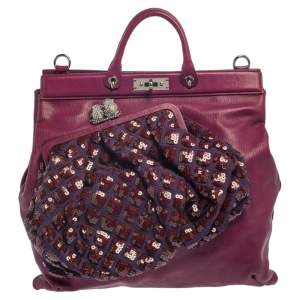 Marc Jacobs Purple Leather Robert Duffy Bag on Bag Tote