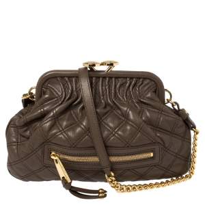 Marc Jacobs Dark Beige Quilted Leather Little Stam Shoulder Bag