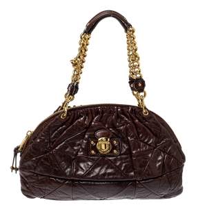 Marc Jacobs Dark Brown Quilted Leather Capra Satchel