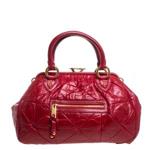 Pre Owned Marc Jacobs Red Quilted Leather Stam Satchel