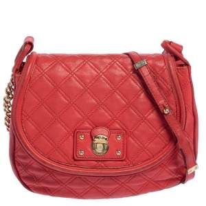 Pre Owned Marc Jacobs Red Quilted Leather Flap Crossbody Bag