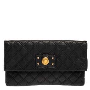 Pre Owned Marc Jacobs Black Quilted Leather Eugenie Clutch