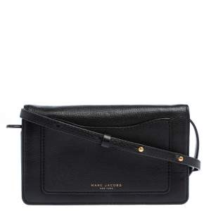 Marc Jacobs Black Leather Recruit Wallet on Strap 