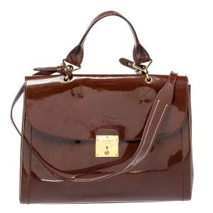 Marc Jacobs Brown Patent Leather Rider Top Handle Bag