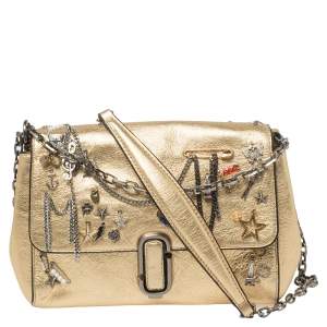 Marc Jacobs Gold Leather Charms And Trinket Crossbody Bag