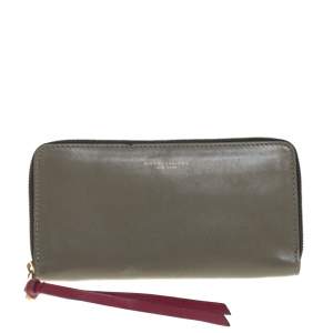 Marc Jacobs Khaki Green Leather Zip Around Wallet 