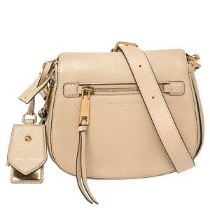 Pre Owned Marc Jacobs Beige Leather Small Recruit Saddle Bag