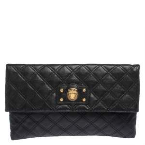 Marc Jacobs Black Quilted Leather Eugenie Clutch